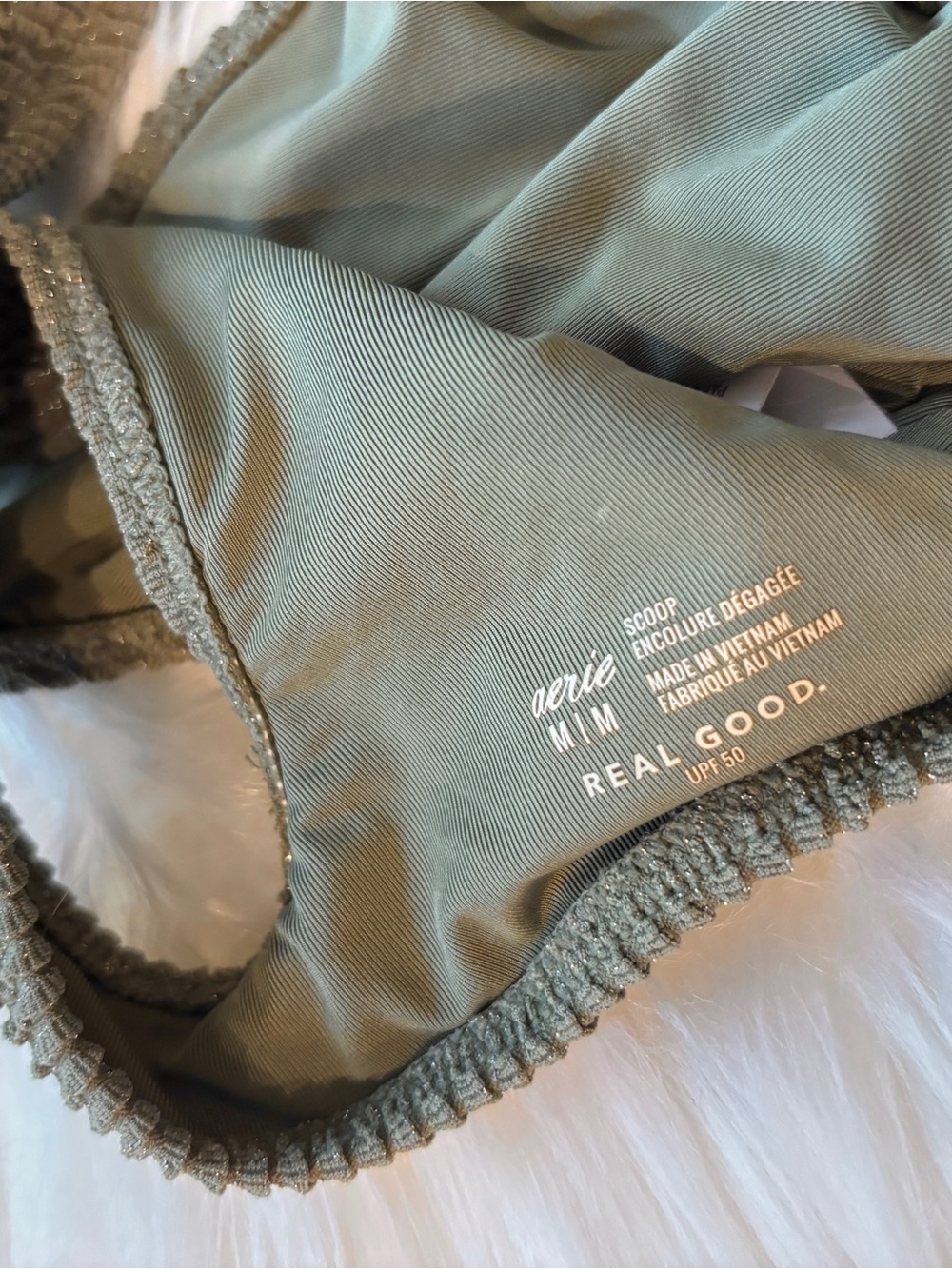 Aerie Shimmery Crinkle Olive Bikini Set - Picture 3 of 4